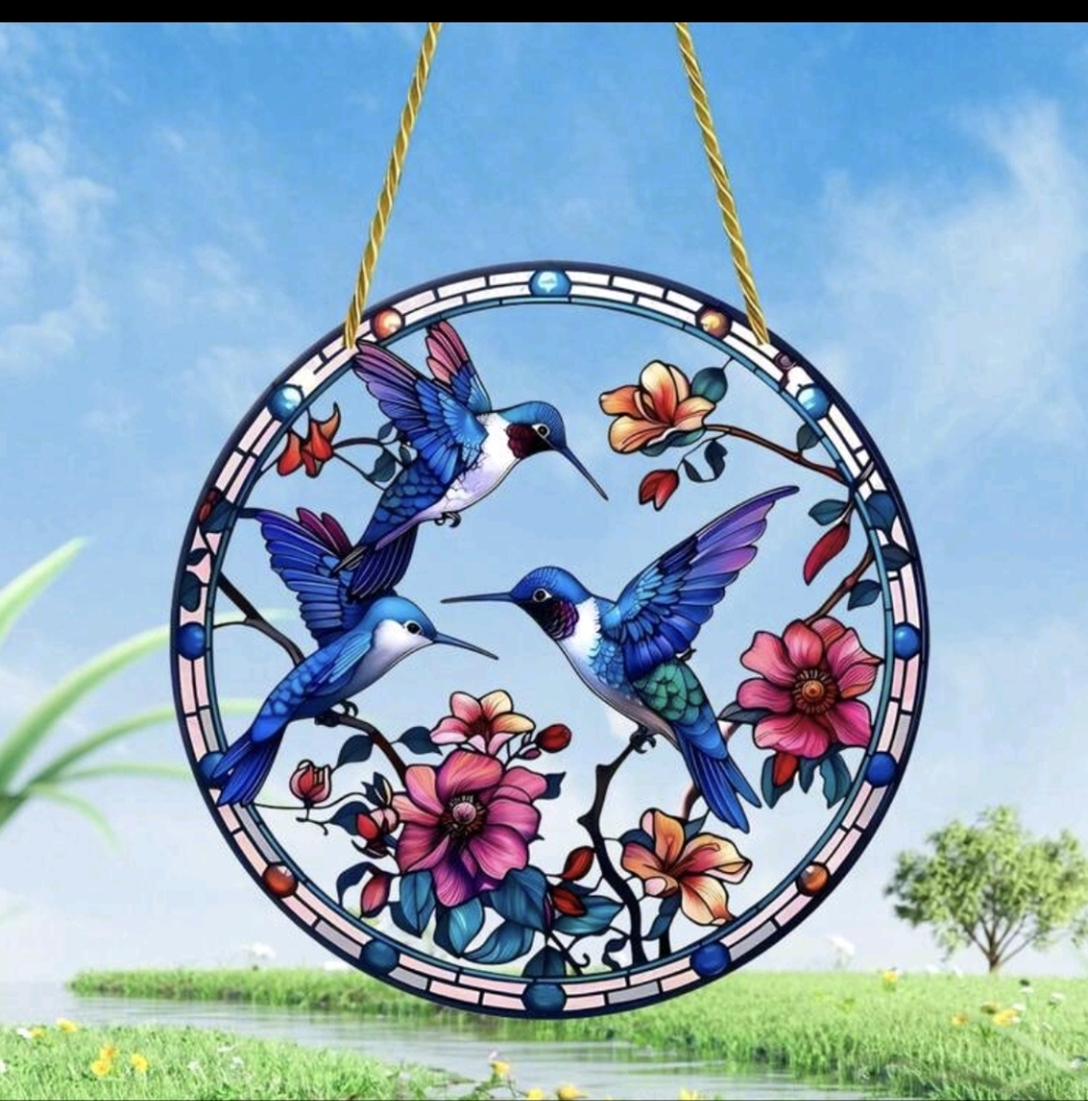 Hummingbird Acrylic Suncatcher 2D Blue - Picture 2 of 7